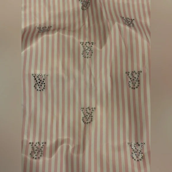 Victoria’s Secret Pink & White Stripe Tote with rhinestone VS logo- BRAND NEW - Picture 2 of 8